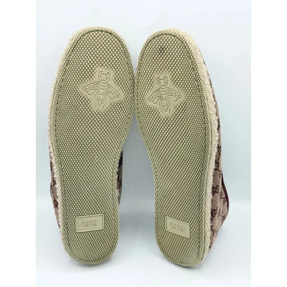 GUCCI GG Supreme Horsebit Monogram Espadrille Loafers Red Sz 10 $995